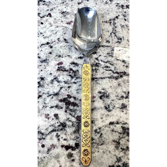 Noritake Gold Esperanza Stainless-Vintage Japan-Retired-Very Rare-Serving Spoon - Picture 1 of 4